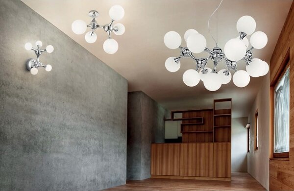 Ideal Lux - Lustră aplicată NODI 5xE14/28W/230V 50x55 cm crom lucios/alb