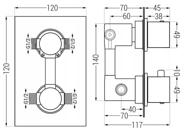 Mexen Cube DR02 set de duș încastrat cu ploaie de 25 cm, auriu - 77502DR0225-50