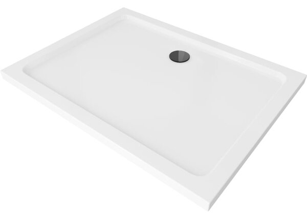 Mexen Flat cadă de duș dreptunghiulară slim 80 x 70 cm, albă, sifon negru - 40107080B