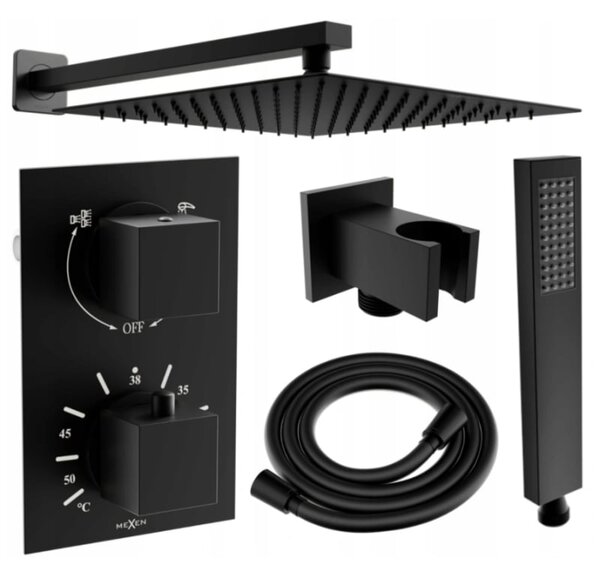 Mexen Cube DR02 set de duș încastrat cu duș de ploaie 25 cm, negru - 77502DR0225-70