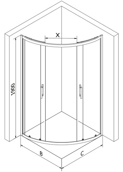 Mexen Rio cabina de duș semicirculară 80 x 80 cm, dungi albe, crom + cadă de duș Flat, albă - 863-080-080-01-20-4110