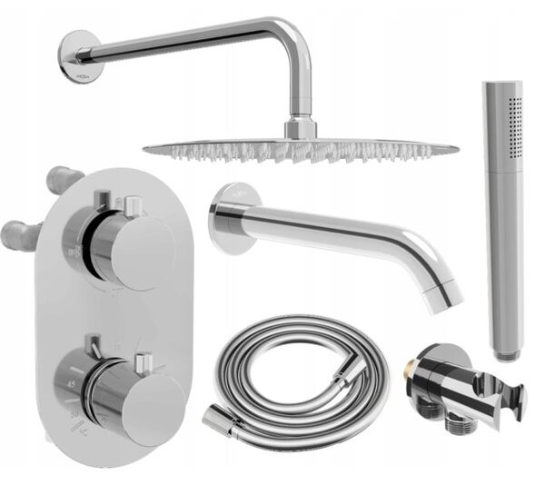 Mexen Kai Set baterie de cadă și duș îngropat DR70 cu duș de ploaie de 25 cm, crom - 77602DR70251-00