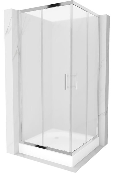 Mexen Rio cabină de duș pătrată 90 x 90 cm, mat, crom + cadă de duș , alb - 860-090-090-01-30-4510