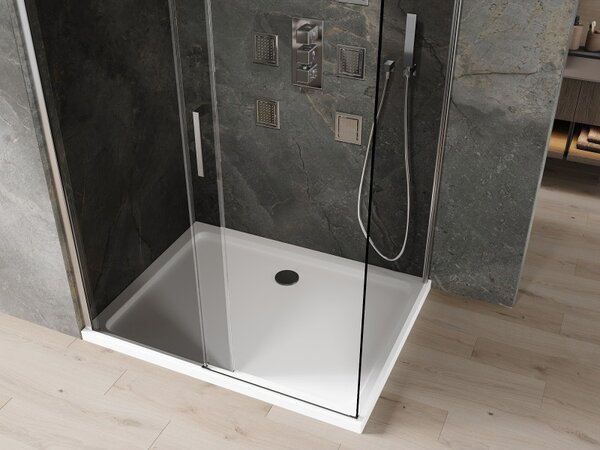 Mexen Omega cabină de duș glisantă 100 x 90 cm, grafit, crom + cadă Flat, alb - 825-100-090-01-40-4010