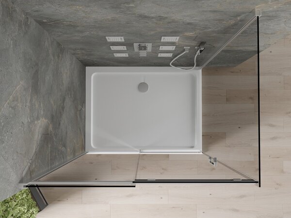 Mexen Omega cabină de duș glisantă 100 x 90 cm, grafit, crom + cadă Flat, alb - 825-100-090-01-40-4010