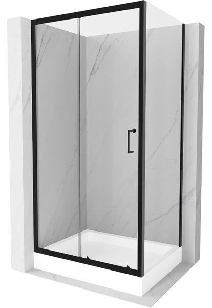 Mexen Apia cabină de duș glisantă 120 x 90 cm, transparentă, neagră + cădiță Rio - 840-120-090-70-00-4510