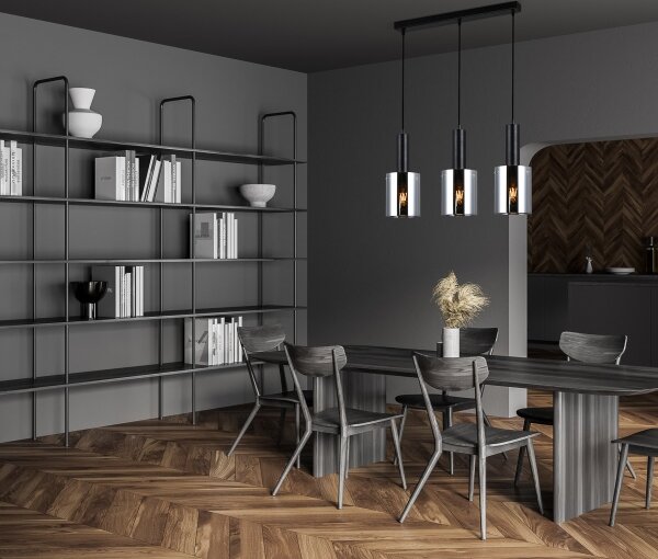 ITALUX PND-5581-3-BK+SG - Lustră pe cablu SARDO 3xE27/40W/230V negru