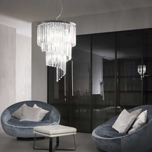 Lustră pe cablu CARLTON 12xE14/40W/230V crom Ideal Lux