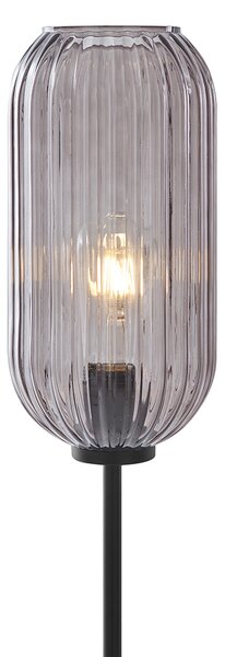 Lampa de podea Art Deco neagră cu sticlă fumurie - Rid