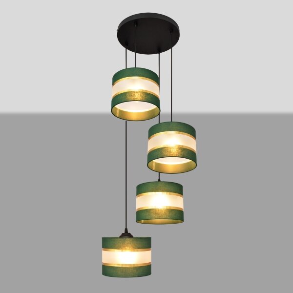 Lustră pe cablu HELEN 4xE27/15W/230V verde/auriu