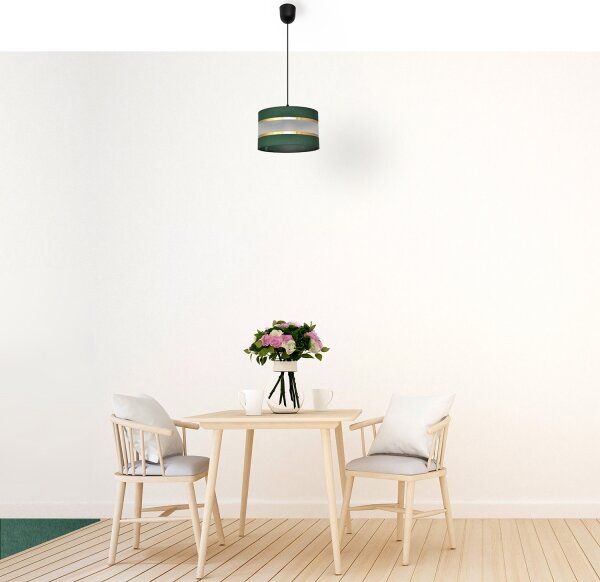 Lustră pe cablu HELEN 1xE27/15W/230V d. 25 cm verde/auriu