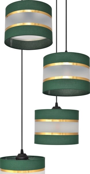 Lustră pe cablu HELEN 4xE27/15W/230V verde/auriu