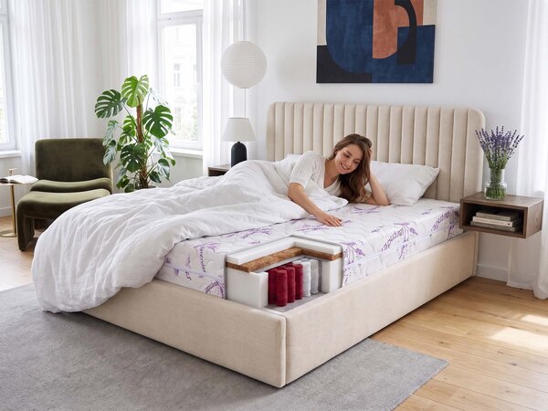 Saltea cu arcuri individuale și cocos Dax 80x200x24 - husă Lavender