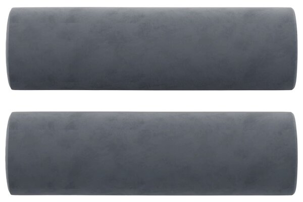 Perne decorative, 2 buc., gri închis, Ø15x50 cm, catifea
