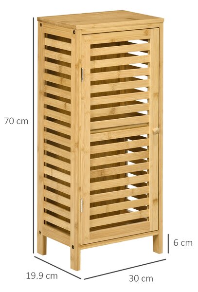 Kleankin Dulap pentru Baie din Bambus, Spațiu de Depozitare Pardoseală cu Raft Reglabil, Design Natural | Aosom Romania