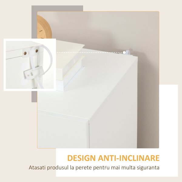 HOMCOM Dulap Multifuncțional cu 3 Nivele, Design Modern din PA Alb, Poliță Reglabilă, Bază Înălțată, 70x40x88 cm | Aosom Romania