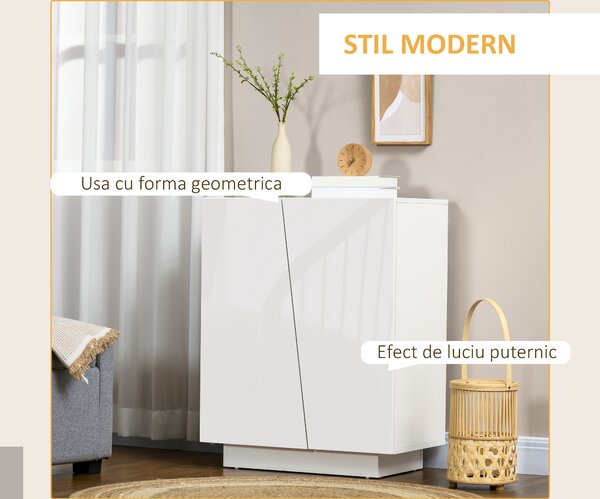 HOMCOM Dulap Multifuncțional cu 3 Nivele, Design Modern din PA Alb, Poliță Reglabilă, Bază Înălțată, 70x40x88 cm | Aosom Romania