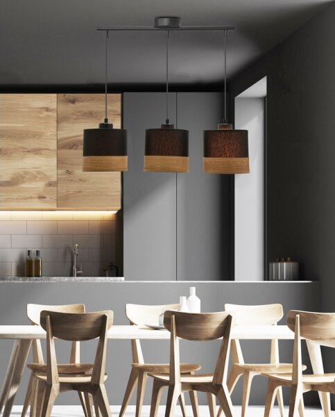 Lustră pe cablu PORTO 3xE27/60W/230V negru/maro