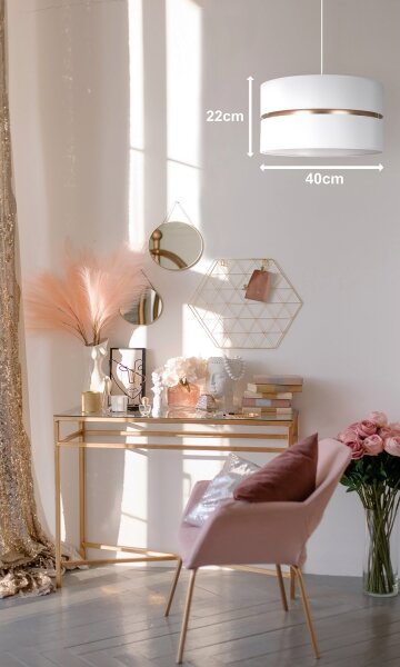 Lustră pe cablu Duolla DUO 1xE27/15W/230V d. 40 cm alb/auriu