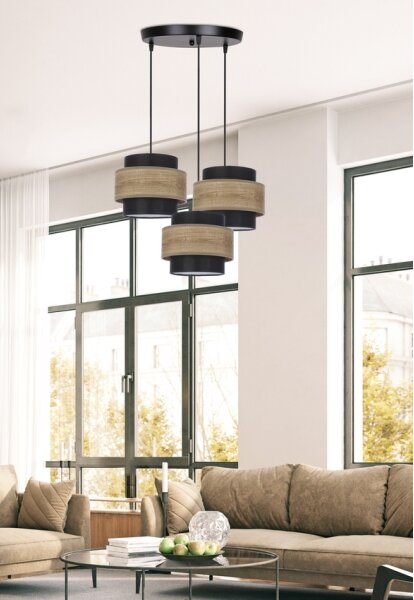 Lustră pe cablu TWIN 3xE27/40W/230V maro/negru