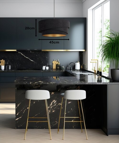 Lustră pe cablu Duolla KOBO 1xE27/15W/230V d. 45 cm negru/auriu