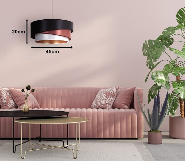 Lustră pe cablu Duolla KOBO 1xE27/15W/230V d. 45 cm negru/roșu-burgund/argintiu