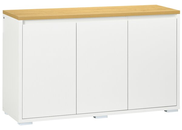 HOMCOM Bufet de Bucătărie, Dulap Depozitare cu 3 Uși, Rafturi Reglabile, Design Modern pentru Living, Hol, Alb | Aosom Romania