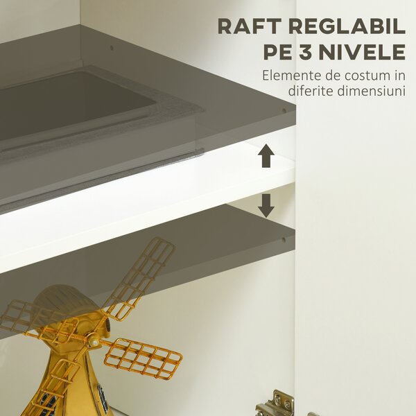 HOMCOM Bufet de Bucătărie, Dulap Depozitare cu 3 Uși, Rafturi Reglabile, Design Modern pentru Living, Hol, Alb | Aosom Romania