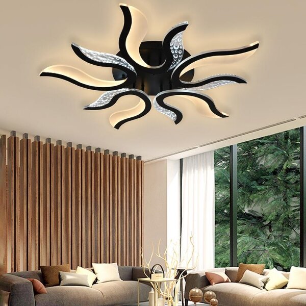 Lustră LED dimabilă aplicată LED/65W/230V 3000-6500K negru + telecomandă