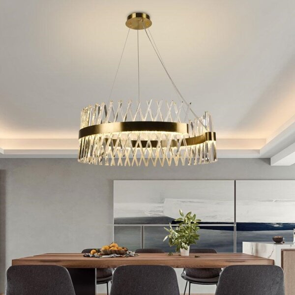Lustră LED dimabilă pe cablu LED/175W/230V 3000-6500K auriu + telecomandă