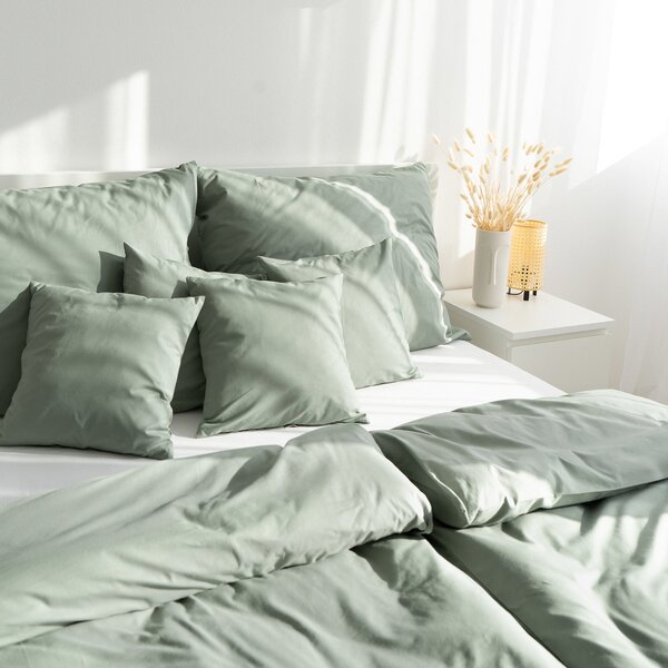 Goldea lenjerie de pat din 100% bumbac - verde salvie 160 x 200 și 2buc 50 x 70 cm
