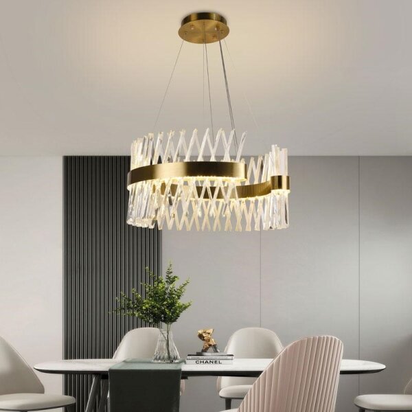 Lustră LED dimabilă pe cablu LED/130W/230V 3000-6500K auriu + telecomandă