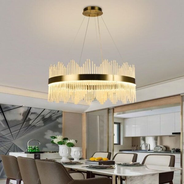 Lustră LED dimabilă pe cablu LED/110W/230V 3000-6500K auriu + telecomandă