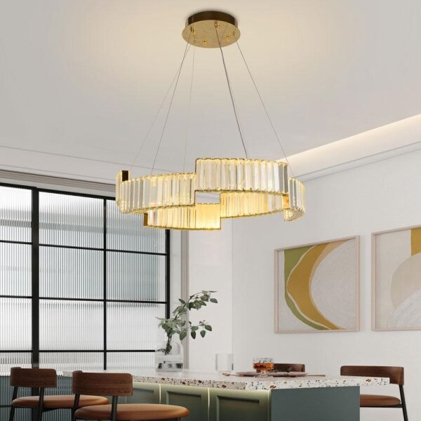 Lustră LED dimabilă pe cablu LED/40W/230V 3000-6500K auriu + telecomandă