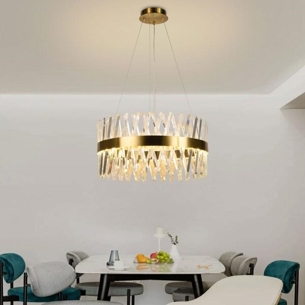 Lustră LED dimabilă pe cablu LED/80W/230V 3000-6500K auriu + telecomandă