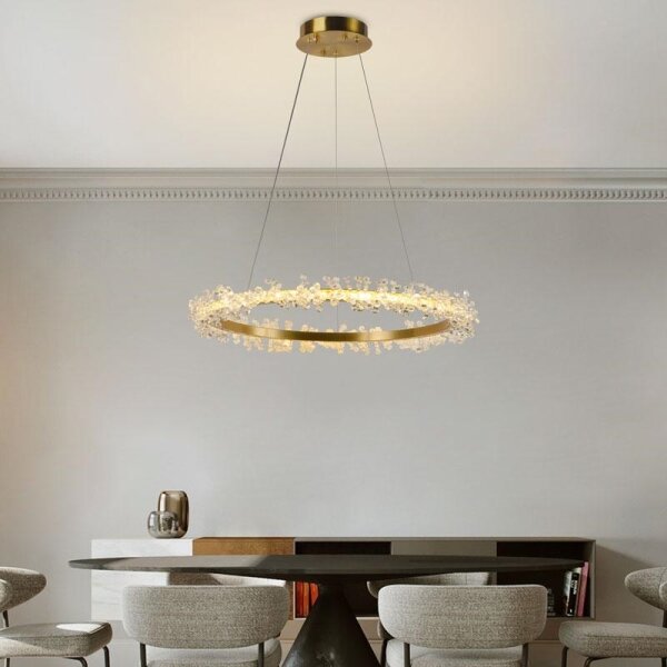 Lustră LED dimabilă pe cablu LED/40W/230V 3000-6500K auriu + telecomandă