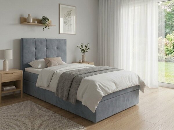 Pat tapițat boxspring DIRELIS TRINITY 90x200 cm gri Saltele: Saltea cu arcuri Bonell