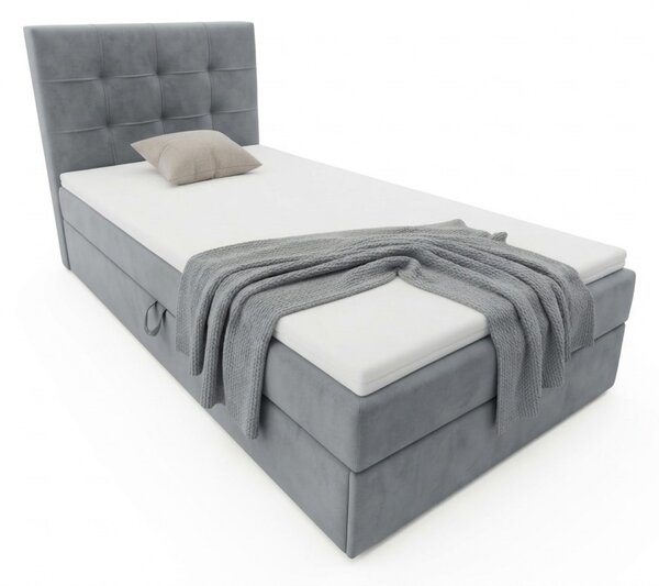 Pat tapițat boxspring DIRELIS TRINITY 90x200 cm gri Saltele: Saltea cu arcuri Bonell