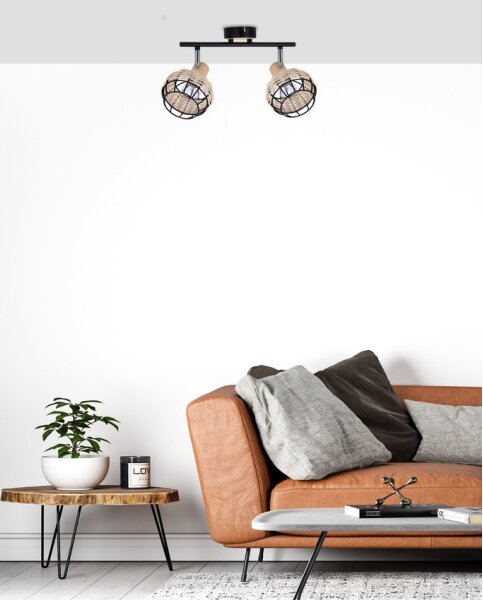 Spot TAJGA 2xE14/40W/230V ratan/negru