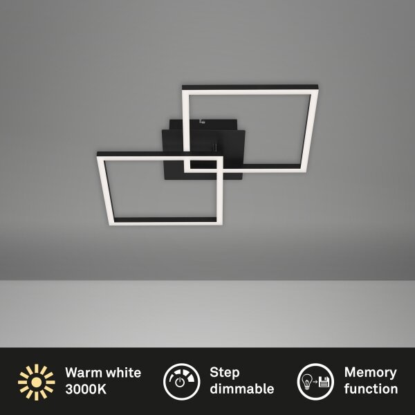Plafonieră LED dimabilă FRAME 2xLED/11W/230V negru Briloner 3210-015