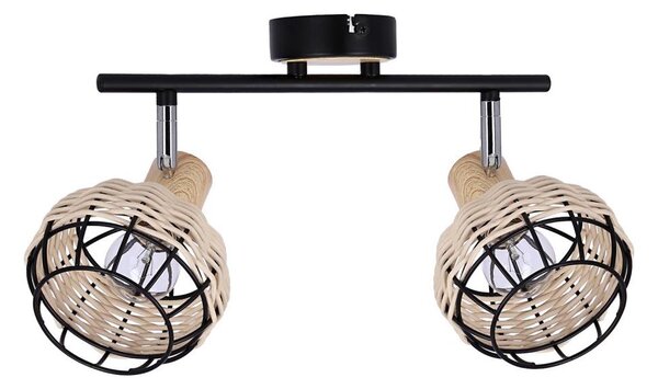 Spot TAJGA 2xE14/40W/230V ratan/negru