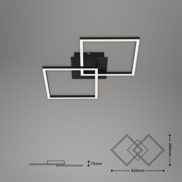 Plafonieră LED dimabilă FRAME 2xLED/11W/230V negru Briloner 3210-015