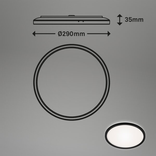 Plafonieră LED pentru baie SLIM LED/19W/230V IP44 negru Briloner 3642-415