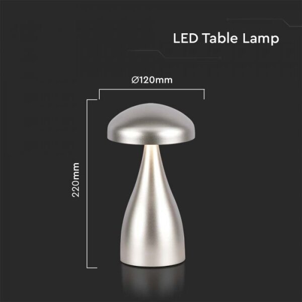 Lampă de birou LED reglabilă, reîncărcabilă, 1W, 5V, 3000-6000K, 1800 mAh, argin