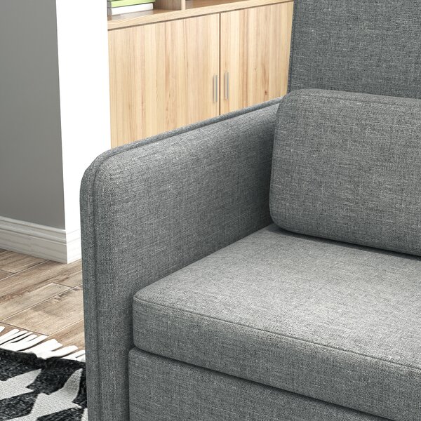 Scaun Decorativ HOMCOM din Stofa, Fotoliu Modern cu 4 Picioare din Otel, 2 Buzunare Laterale, Captuseala Groasa, Gri | Aosom Romania