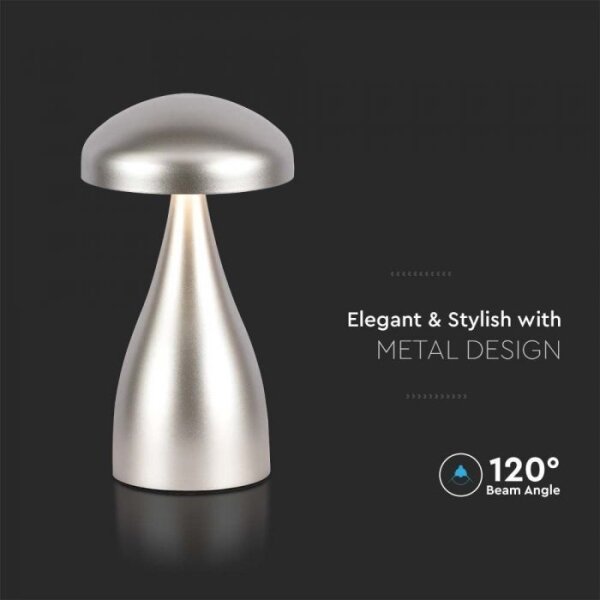 Lampă de birou LED reglabilă, reîncărcabilă, 1W, 5V, 3000-6000K, 1800 mAh, argin