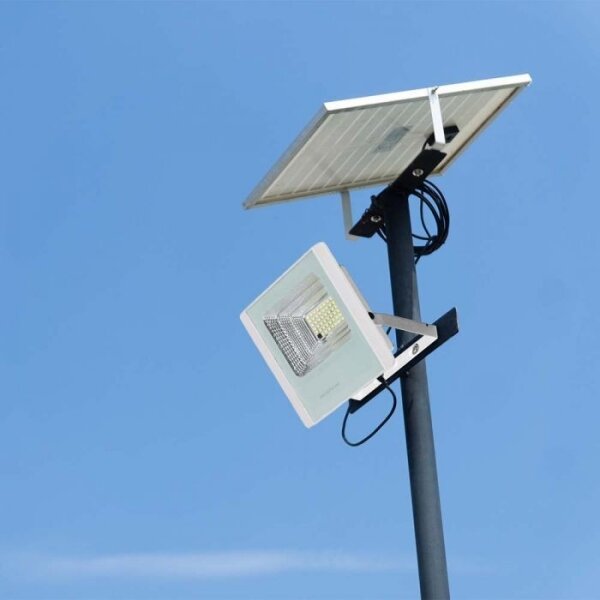 Proiector solar LED exterior 12W, 3,2V, IP65, 4000K cu telecomandă
