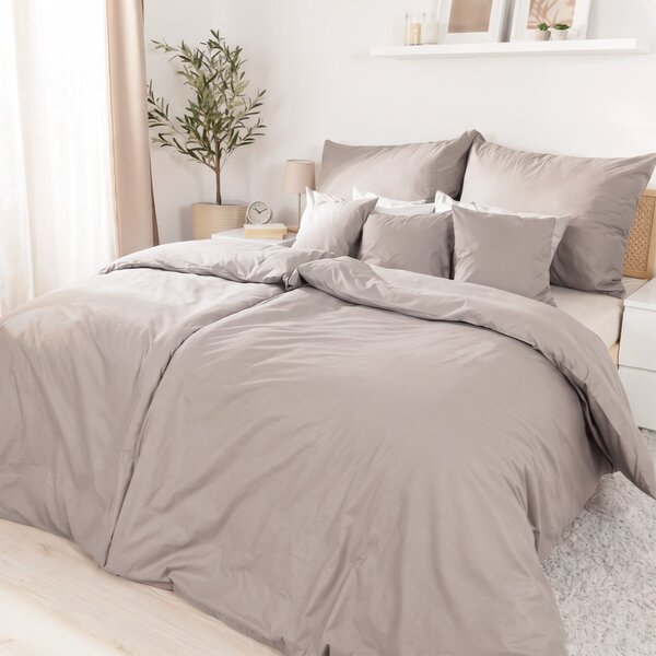 Goldea lenjerie de pat din 100% bumbac - gri-maroniu 160 x 200 și 2buc 50 x 70 cm