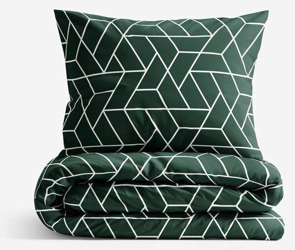 Goldea lenjerie de pat 100% bumbac - mozaic pe fond verde închis 160 x 200 și 2buc 50 x 70 cm