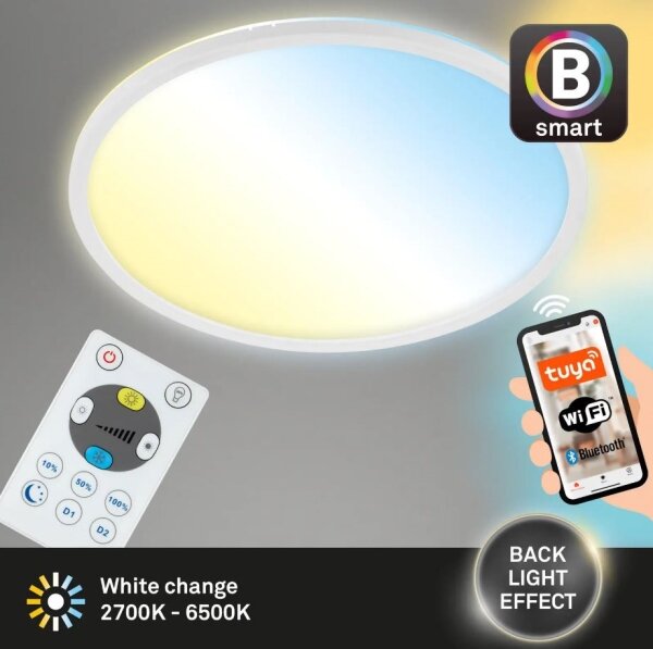 Plafonieră LED dimabilă SLIM LED/18W/230V Wi-Fi Tuya Briloner 7058-016 + telecomandă